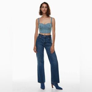 ARITZIA DENIM FORUM The Farrah Hi Rise Wide Leg Jeans Womens 32 Blue Dark Wash